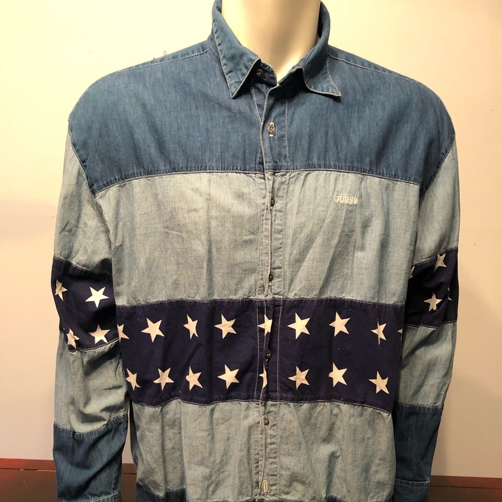 Denim guess jean shirt with patriotic stars